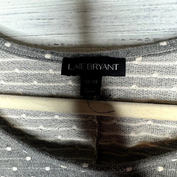 Lane Bryant Grey & White Polka Dot Cold Shoulder Long Sleeve 26/28 - Picture 2 of 3